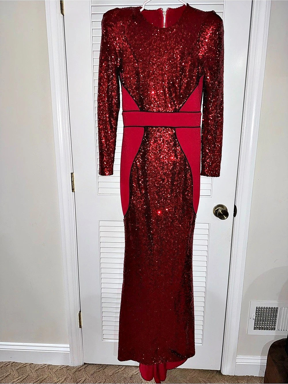 Zhivago Super Rad Sequin Gown Red & Black Maxi Size 8